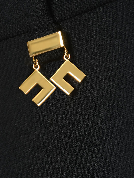 Брюки широкие, черные Elisabetta Franchi | Фото 3