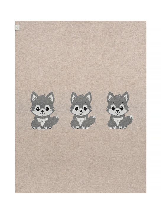 Плед вязаный с декором &quot;волчонок&quot; Maglificio di Verona | Фото 2