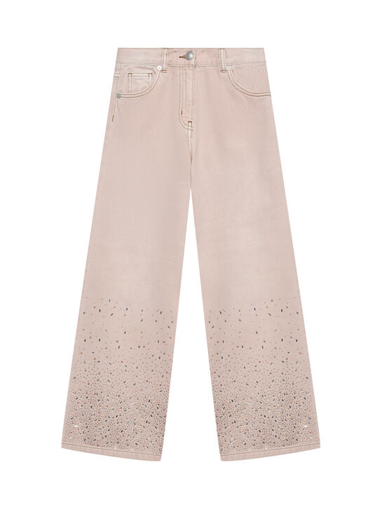 Джинсы со стразами, розовые Ermanno Scervino | Фото 1
