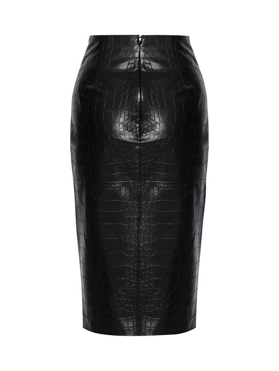Юбка-карандаш из эко-кожи, черная Elisabetta Franchi | Фото 3