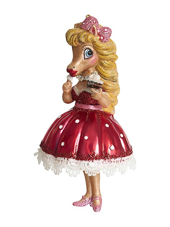 Подвеска Лошадь &quot;Леди в красном с пирожным&quot; (стекло) 7х7х14 см Holiday Classics | Фото 1