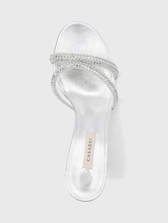 Босоножки Julia на каблуке, серебристые Casadei | Фото 4