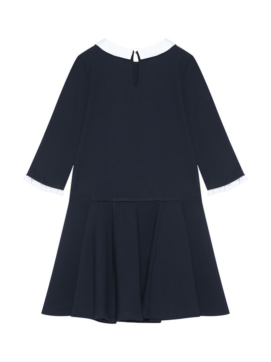 Платье с белым воротником, синее Monnalisa | Фото 2