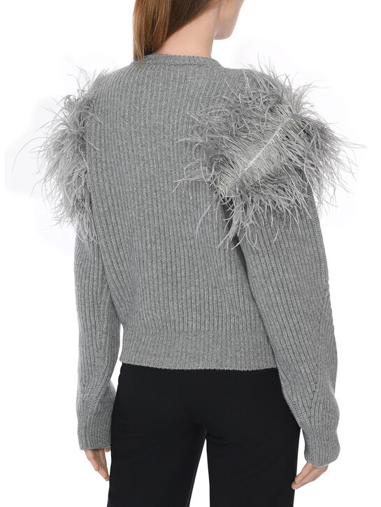 Джемпер с отделкой перьями, серый Blumarine | Фото 6