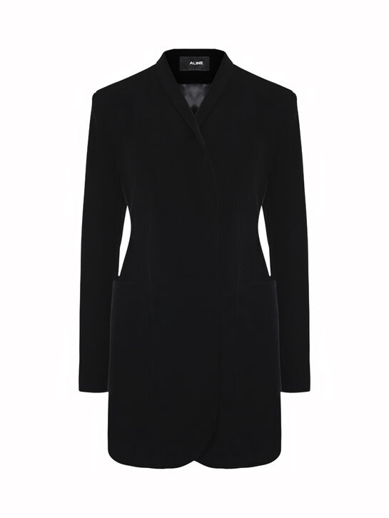 Платье-мини из черного бархата ALINE | Фото 1