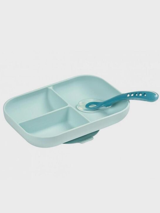 Набор посуды 2 предета (тарелка, ложка), голубой BEABA | Фото 1