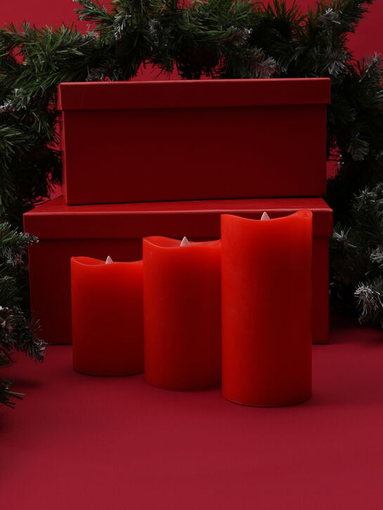 Набор красных восковых свечей из 3-х штук, 10, 12, 15 см Timstor | Фото 4