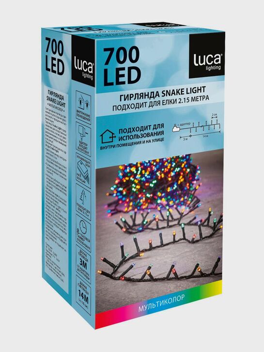 Гирлянда Snake Light, мультиколор, 700 ламп, 8 функций, для елки 215 см, длина 1400 см Luca Lighting | Фото 1