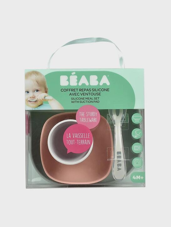 Набор посуды 2 тарелки, стакан, ложка COFFRET REPAS SILICONE EUCALYPTUS BEABA | Фото 3