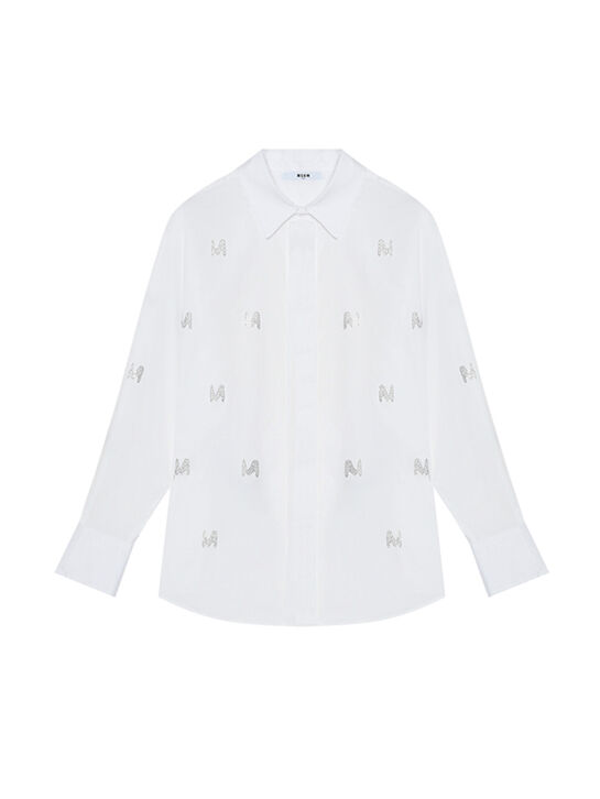 Рубашка с буквами М из страз  MSGM | Фото 1