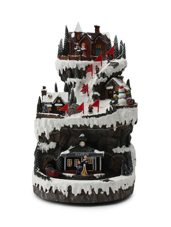 Новогодний сувенир &quot;Освещенная горная сцена. Поезд,&quot; 8 .мелодий Musicboxworld | Фото 1