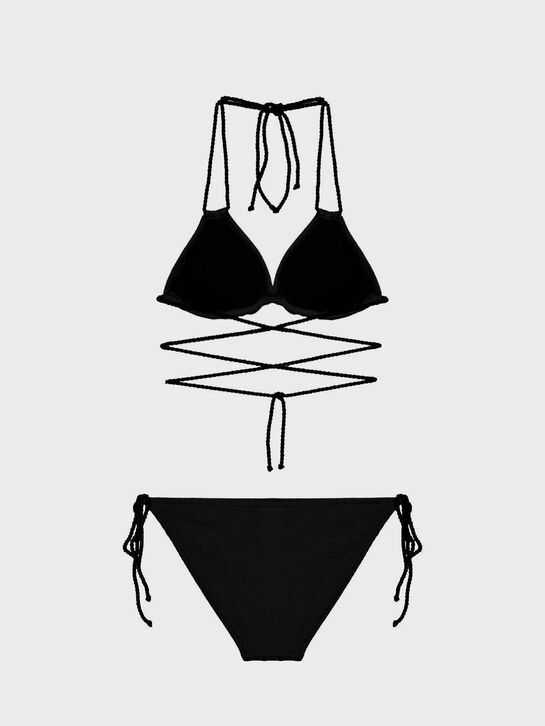 Купальник раздельный с удлиненной шнуровкой, черный NATAYAKIM | Фото 4