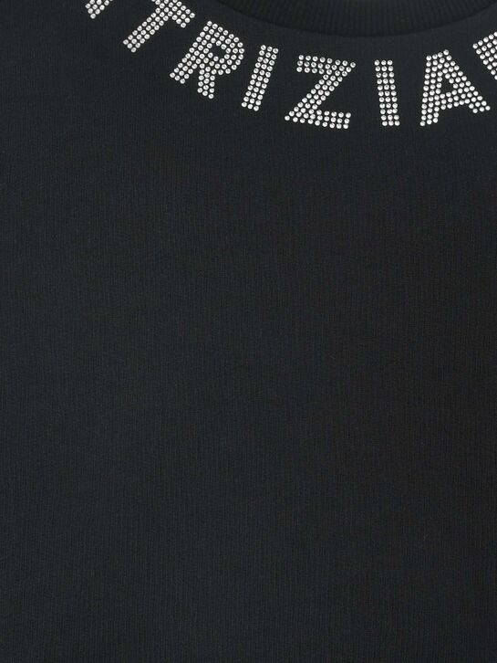 Свитшот укороченный, лого из страз Patrizia Pepe | Фото 3