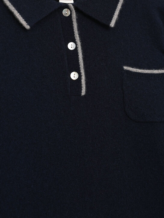Джемпер-поло кашемировый, синий Oscar et Valentine | Фото 3