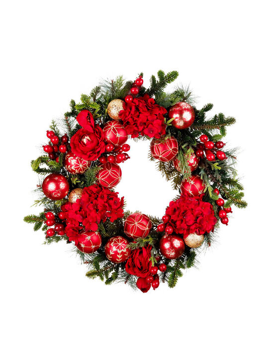 Рождественский венок с цветами и шарами, 65 см Goodwill | Фото 1