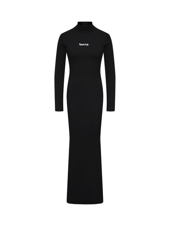 Платье-макси с лого, черное Disclaimer | Фото 1