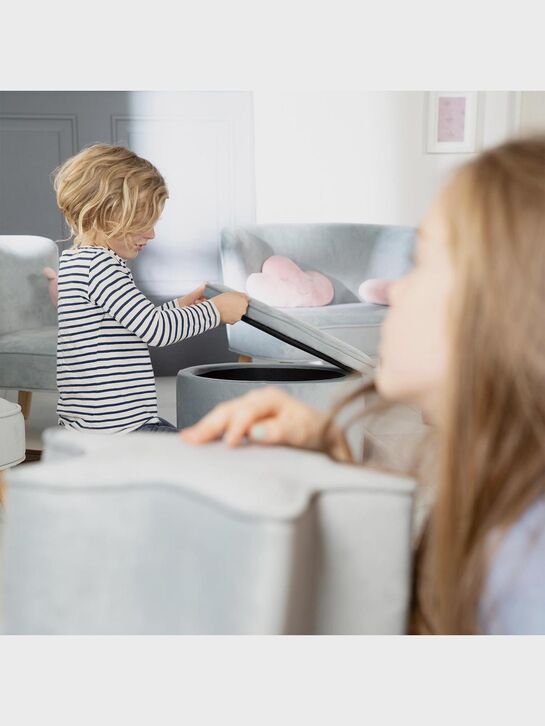 Детский велюровый овальный пуфик Lil Sofa, голубой Roba | Фото 11