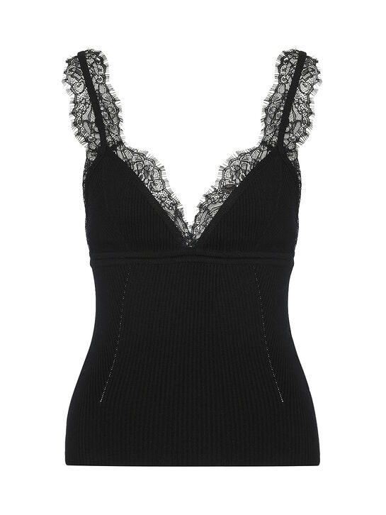 Топ с трикотажными бретелями, черный Blumarine | Фото 1