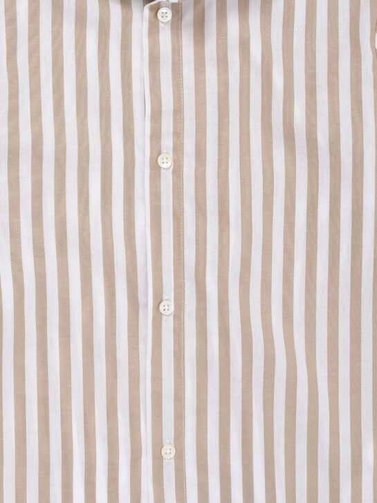 Рубашка в полоску, бежевая Eleventy | Фото 4
