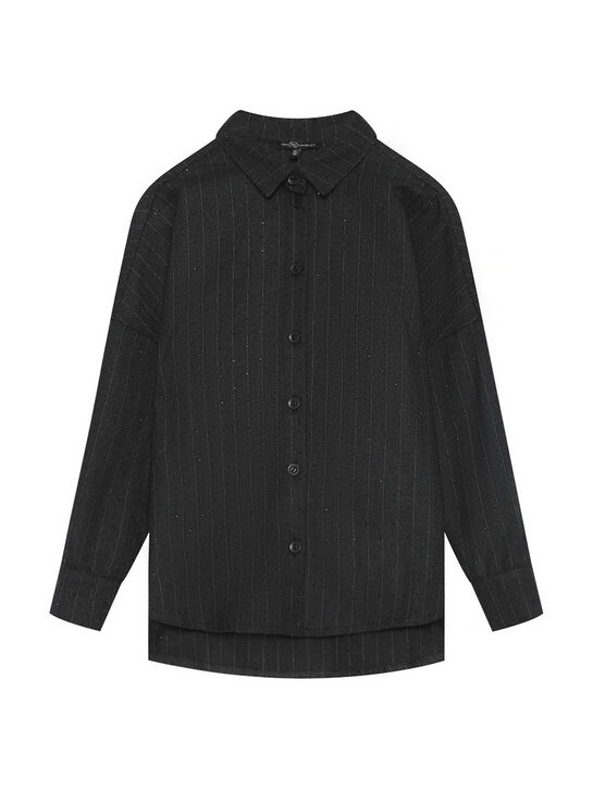 Рубашка в полоску со стразами Dan Maralex | Фото 1