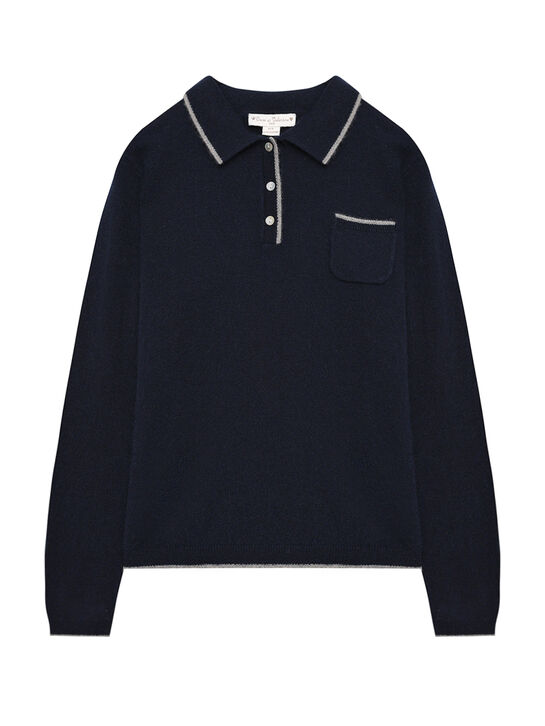 Джемпер-поло кашемировый, синий Oscar et Valentine | Фото 1