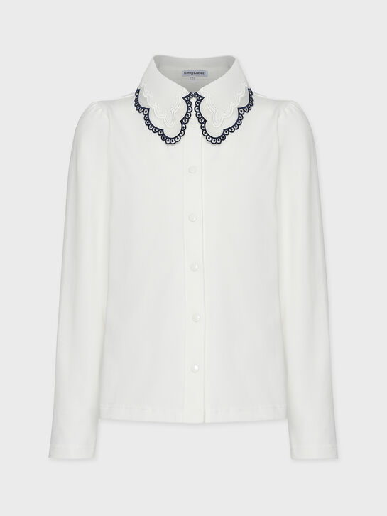 Рубашка с контрастной тесьмой, белая KengLabel | Фото 2