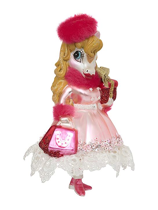 Подвеска Лошадь &quot;Леди в малиновом берете&quot; (стекло) 7х7х14 см Holiday Classics | Фото 1