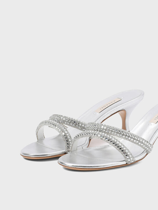 Босоножки Julia на каблуке, серебристые Casadei | Фото 6