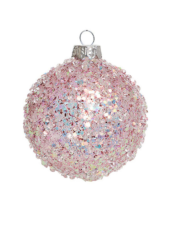 Шар &quot;Ледяная россыпь&quot; розовый (стекло) 8 см Holiday Classics | Фото 1