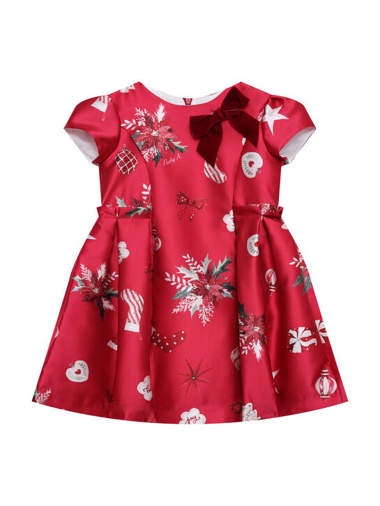 Платье атласное с бархатным бантом Baby A | Фото 1