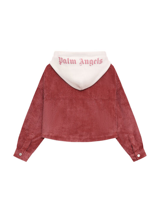 Рубашка вельветовая с белым капюшоном Palm Angels | Фото 3