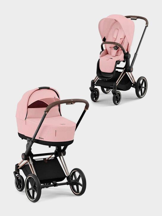 Коляска 2 в 1 Priam IV Rosegold цвет Peach Pink в комплекте со спальным блоком Lux Carry Cot и креслом Cloud T CYBEX | Фото 2