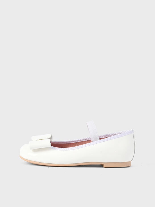 Туфли с кожаным бантом, белые Pretty Ballerinas | Фото 1