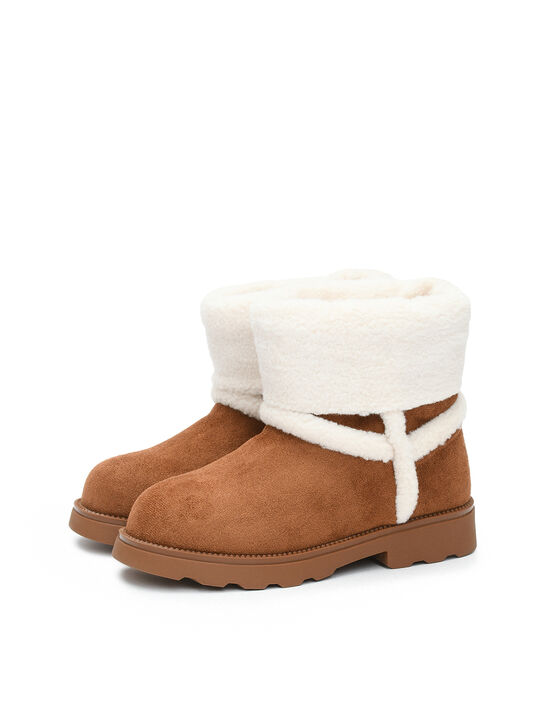 Ботинки с отделкой эко-мехом, коричневые Monnalisa | Фото 2