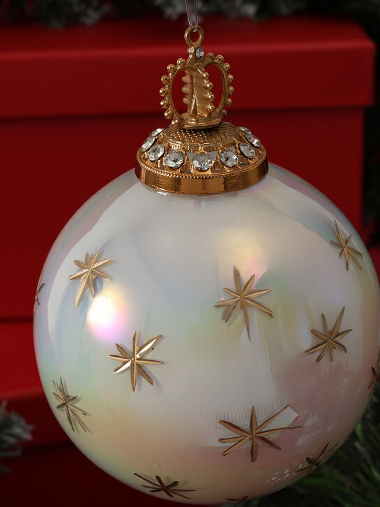 Елочный перламутровый шар с золотыми звездами, 10 см Goodwill | Фото 4