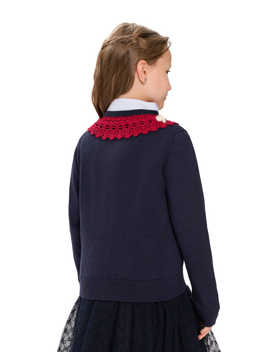 Кардиган с красным воротником, синий Dolce&Gabbana | Фото 5