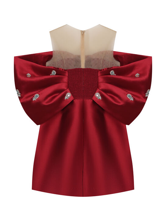 Платье с имитацие банта, красное Maison Ava | Фото 2