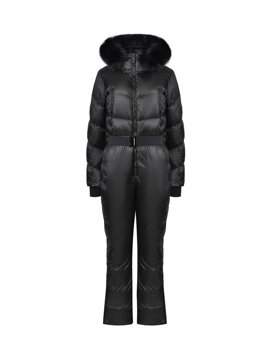 Комбинезон с меховой опушкой на капюшоне, черный Freedomday | Фото 1