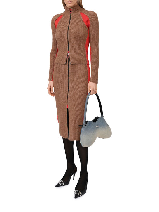 Юбка трикотажная с оранжевыми лампасами Diesel | Фото 2