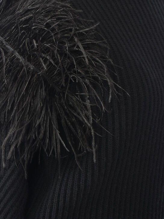 Джемпер с отделкой перьями, черный Blumarine | Фото 5