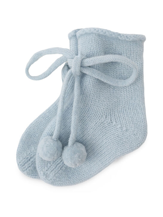 Носки кашемировые с бантиками, голубые Oscar et Valentine | Фото 1