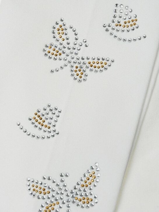 Колготки с бабочками из стразов, белые Story Loris | Фото 2