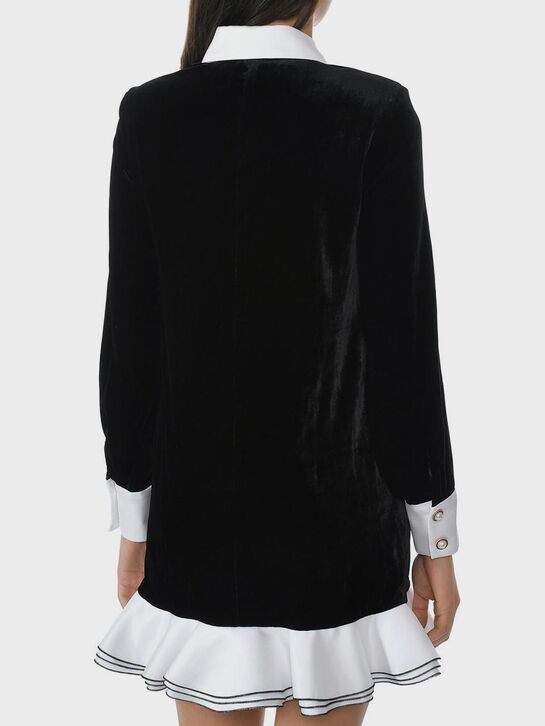 Бархатное платье с белым воротником, черное ALINE | Фото 5