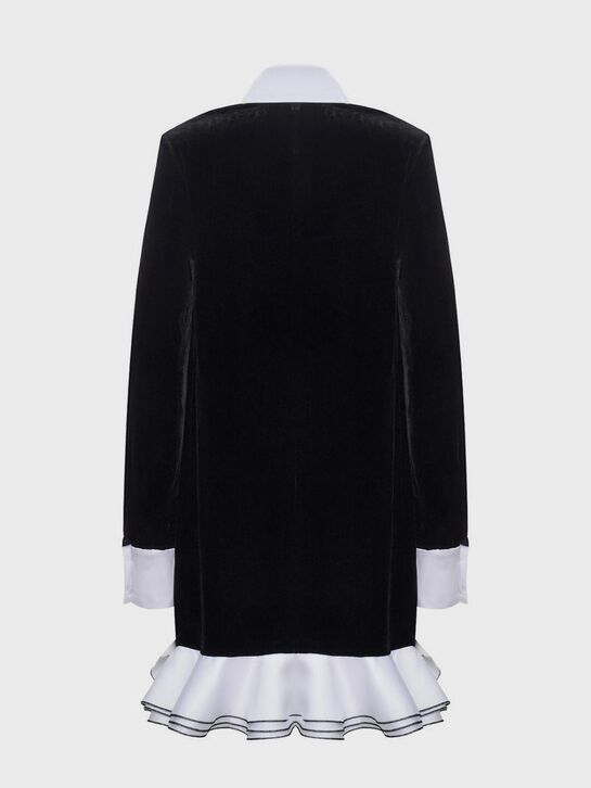 Бархатное платье с белым воротником, черное ALINE | Фото 6