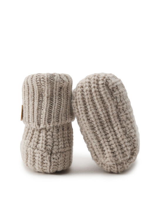 Пинетки вязаные, бежевые Maglificio di Verona | Фото 4