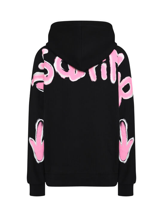 Толстовка-худи с розовым лого, черная Disclaimer | Фото 2