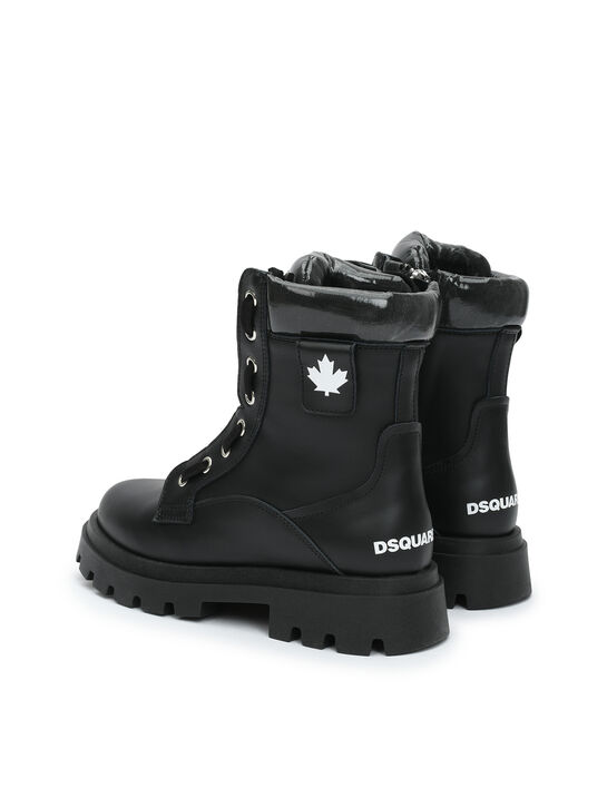 Ботинки с белым логотипом, черные Dsquared2 | Фото 3