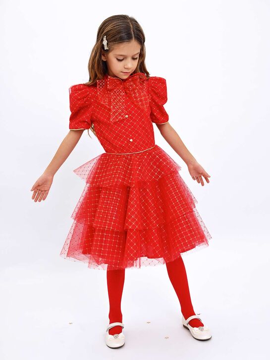 Платье с золотой вышивкой, красное Eirene | Фото 2