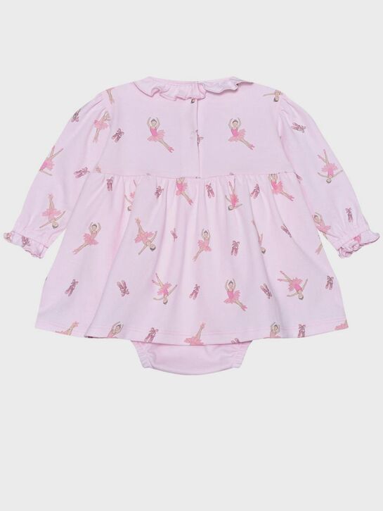 Платье-боди с принтом балерин, розовое Lyda Baby | Фото 2
