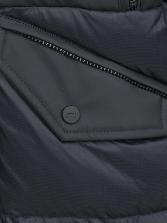 Синее пуховое пальто с очками на капюшоне AI RIDERS ON THE STORM | Фото 4